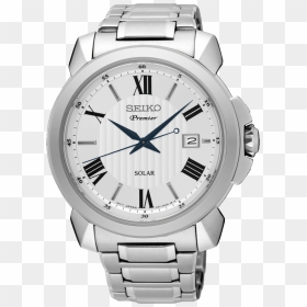 Watch Seiko Solar Round Silver Dial Blue Hands 100m - Seiko Kol Saatleri Beyaz Erkek, HD Png Download - watch hands png