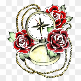 Rose Tattoo Png Transparent Images - Tattoo Compass And Rose Design, Png Download - rose tattoo png