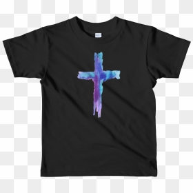 Watercolor Cross Short Sleeve Kids T-shirt - Cross, HD Png Download - cross silhouette png