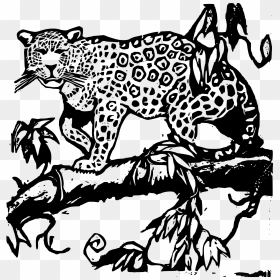Jaguar Wood Cut Clip Arts - Jaguar Animal Clipart Black And White, HD Png Download - jaguar png