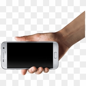 Defined Hand Holding Galaxy S7 Edge Horizontally - S7 Edge In Hand Png, Transparent Png - hand holding phone png