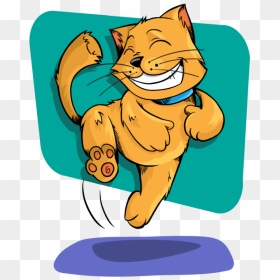 Cat Jumping Clipart Kittens Happy Pencil And In Color - Happy Cat Clipart, HD Png Download - kittens png