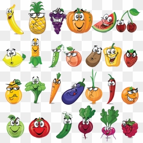 Transparent Fruits Png - Fruits Vegetables Cartoon, Png Download - fruits and vegetables png