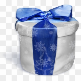 Transparent Christmas Blue Cobalt Blue Ribbon For Christmas - Gift Wrapping, HD Png Download - christmas gift png