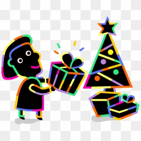 Vector Illustration Of Woman Places Christmas Gift, HD Png Download - christmas gift png