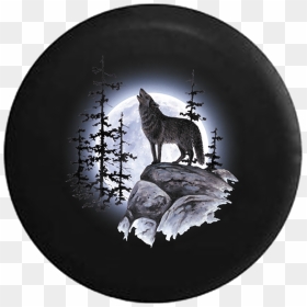 Gray Wolf Png - Jeep Wrangler Wolf Tire Cover, Transparent Png - wolf howling png
