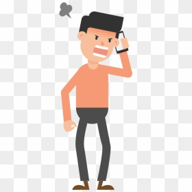 Fileman Talking Angry On The Phone Cartoon Vector - Human Cartoon Vector Black, HD Png Download - business people talking png