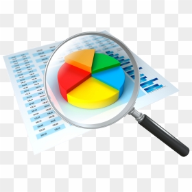 Pie Graph With Magnifying Glass No Background - Magnifying Glass On Reports, HD Png Download - magnifying glass png no background