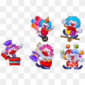 Different Illustration Joker Postures Five Clown Cartoon - Clown Cartoon Clipart, HD Png Download - joker face png