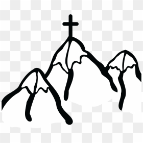 Picture Freeuse Cross Clipart Black And White Png - Mountain With Cross Clipart, Transparent Png - upside down cross png