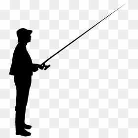 Silhouette Fishing Rods Clip Art - Silhouette Of Man Fishing, HD Png Download - fishing pole png
