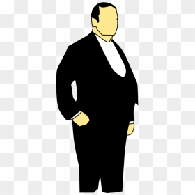 Fat Man In Suit Cartoon Clipart , Png Download - Man In A Tuxedo Clipart, Transparent Png - fat guy png