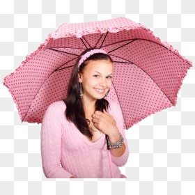 Beautiful Young Girl With Umbrella Png Image - Umbrella With Girl Png, Transparent Png - girls png
