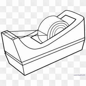 Office Tape Dispenser Lineart Clip Art - Tape Clipart Black And White, HD Png Download - vhs tape png