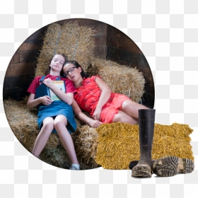 Two Girls Napping On Bales Of Hay - Hay, HD Png Download - hay png
