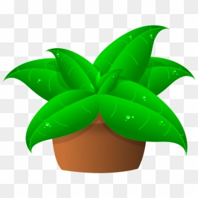 Vector Drawing Of Large Green Leaves Plant In Pot - Clip Art For Plants, HD Png Download - flower pot png