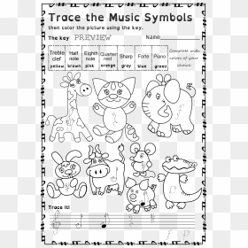 Cosy Color Naming Worksheets For Your Music Symbols - Line Art, HD Png Download - music symbols png