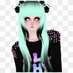 This Is A Female Imvu Pastel Goth Hair Style Mint And - Imvu Pastel Goth, HD Png Download - pastel goth png