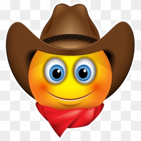 Emoticon Smiley Sunglasses Cowboy Emoji Free Download - Emoticon Cowboy, HD Png Download - whatsapp smileys png