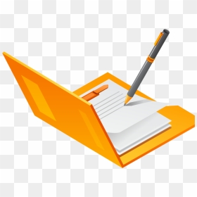 A Open Folder With Paper Pencil, HD Png Download - document png