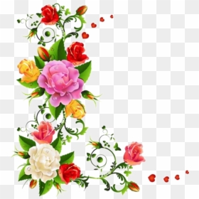 Transparent Flower Clipart Borders - Flower Corner Border Design, HD Png Download - rose flower design border png