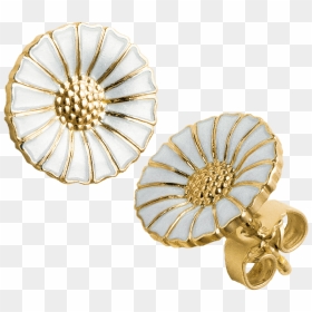 Gold Plated Sterling Silver With White Enamel - Georg Jensen Daisy Earrings, HD Png Download - indian gold jewellery necklace sets png