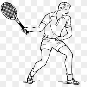 Tennis Player Line Drawing, HD Png Download - badminton player png