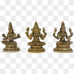 Set Of Ganapati, Lakshmi And Saraswathi Brass Statue, - Ganesha, HD Png Download - ganapati png