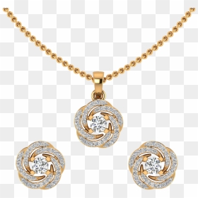 The Floral Whirl Diamond Pendant Set - Real Diamond Pendant Set, HD Png Download - indian gold jewellery necklace sets png