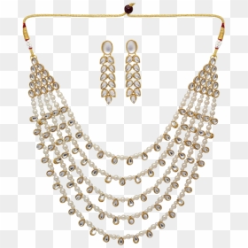 Pearl - Gold Ear Single Chain, HD Png Download - indian gold jewellery necklace sets png