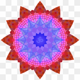 Mandala With Central Om Symbol In Blue And Red - Breast Cancer Icons Pack, HD Png Download - om png images