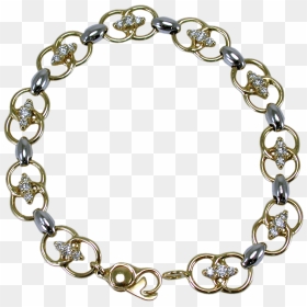 14k Gold Lady"s Two-tone Fancy Link Bracelet - Chain, HD Png Download - imitation jewellery png