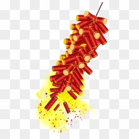 Red Festive Firecrackers - Free Vector Image Firecracker, HD Png Download - fire crackers png