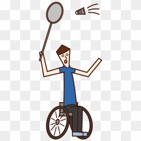 Illustration Of A Badminton Player In A Wheelchair - Cartoon, HD Png Download - badminton player png