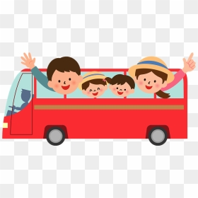 Family Bus Travel Clipart - 無料 イラスト バス 旅行, HD Png Download - travel bus png