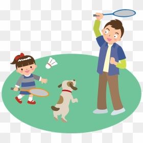 Badminton Father Daughter Dog Clipart, HD Png Download - badminton player png