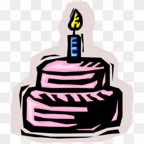 Vector Illustration Of First Birthday Cake With Lit, HD Png Download - 1st birthday candle png