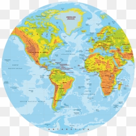 Polypropyln Physical World Map Round Placemat E-2"  - Round World Map Png, Transparent Png - world map.png