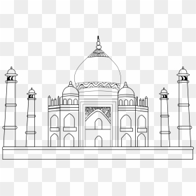 Taj Mahal Cartoon Drawing At Paintingvalley - Pencil Taj Mahal Drawing, HD Png Download - taj mahal silhouette png