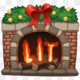 Arimoji Fireplace Fire Lit Redandgreen Bow Ribbon Redbo - Portable Network Graphics, HD Png Download - lit emoji png