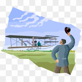 Vector Illustration Of Wright Brothers At Kitty Hawk - Clipart Wright Brothers Airplane Flight, HD Png Download - flight vector png