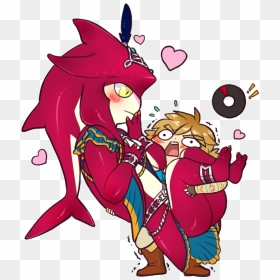 Breath Of The Wild Prince Sidon X Link , Png Download - Link Breath Of The Wild X Sidon, Transparent Png - link breath of the wild png