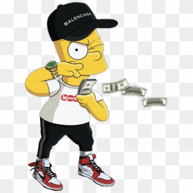 Rich Person With Money Clipart Vector Library Stock - Bart Simpson Supreme Png, Transparent Png - bart png