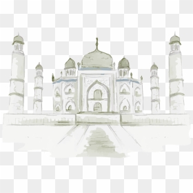 Monuments And Architecture Drawing, HD Png Download - taj mahal silhouette png