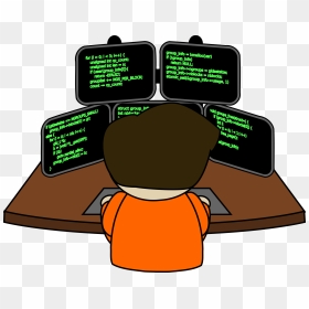 Man Working At Computers Clip Arts - Programmer Clipart, HD Png Download - computers png