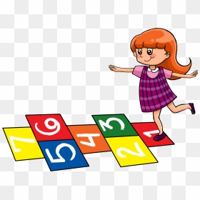 Little Girl Playing Hopscotch @ Tictacteach - Playing Hopscotch Clipart, HD Png Download - little kid png