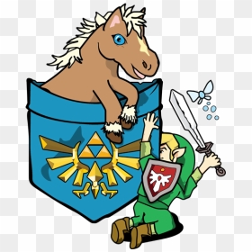 Link Pocket-tee Epona Breath Of The Wild Switch Teepublic - Cartoon, HD Png Download - link breath of the wild png
