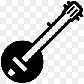 Banjo Filled Icon - Outline Guitar Clipart Black And White, HD Png Download - banjo png