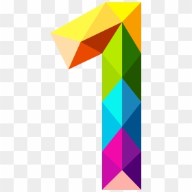 Colourful Triangles Number One Png Clipart Image - Rainbow Number 1 Png, Transparent Png - number one png