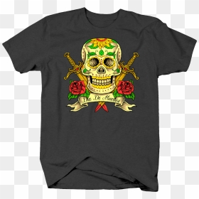 Dia De Los Muertos Sugar Skull And Swords Day Of The - T-shirt, HD Png Download - dia de los muertos png